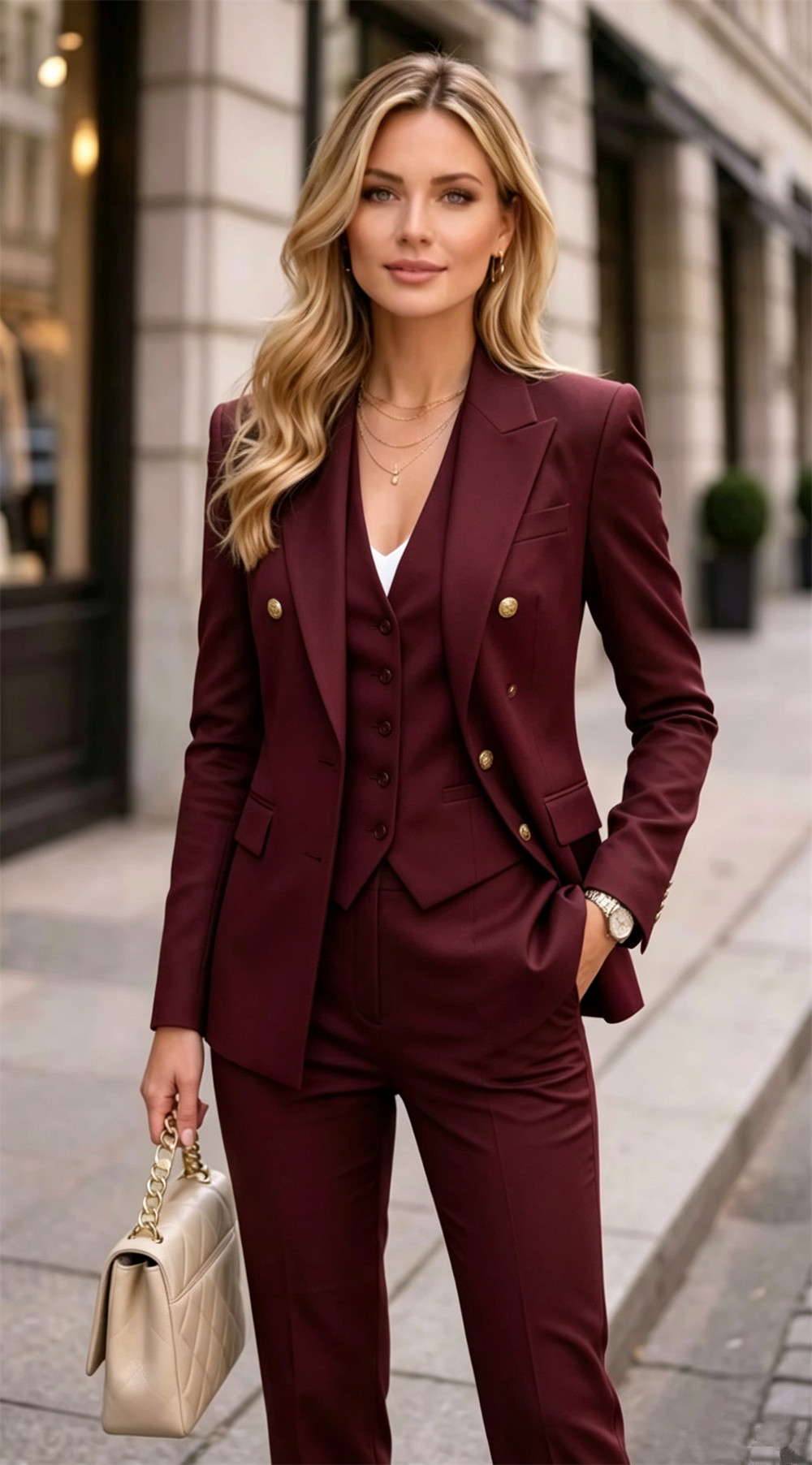 ラベンダー レディース ダブルブレスト 2ピーススーツ フォ - Blazer Set Women Formal のレビューと価格