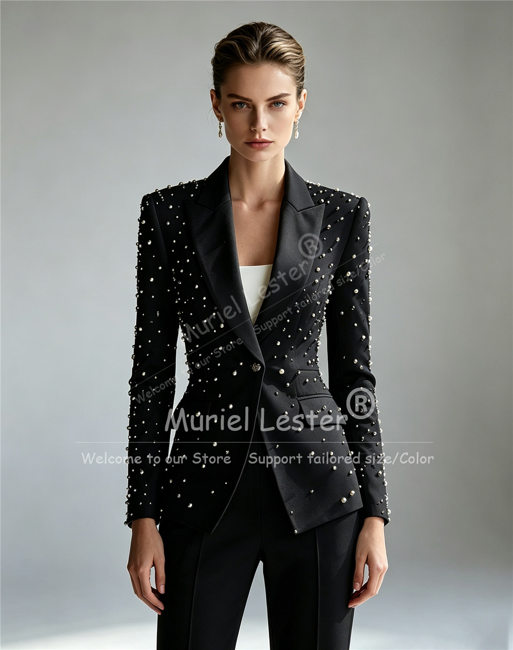 エレガントなパールビーズ装飾のスーツ レディース 2ピースセ - Blazer Set Women Formal のレビューと価格