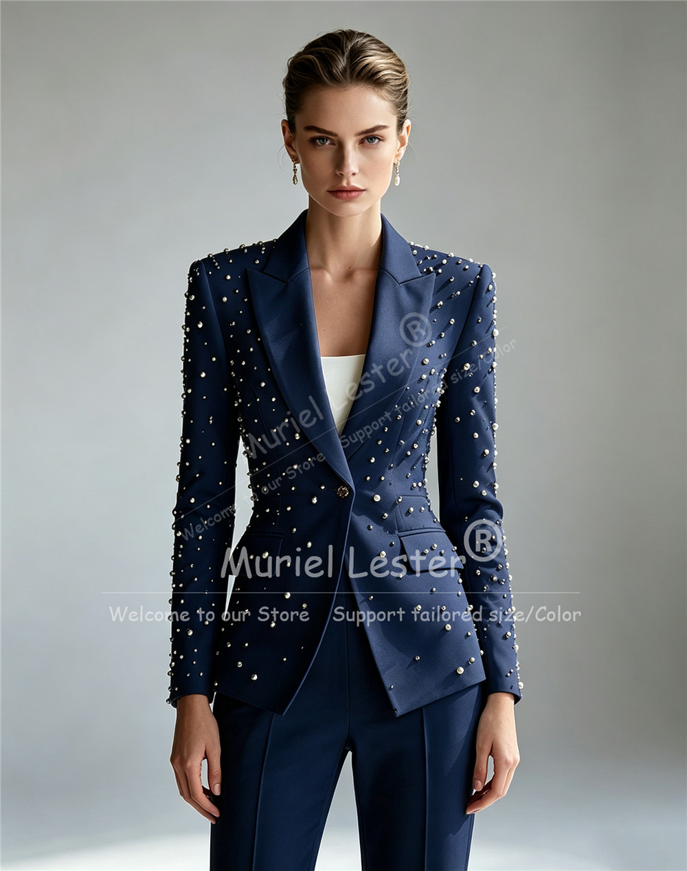 エレガントなパールビーズ装飾のスーツ レディース 2ピースセ - Blazer Set Women Formal のレビューと価格
