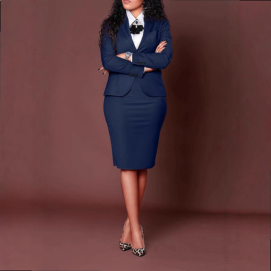 レディース ブレザー スーツ セット 長袖 ブレザー ペンシ - Women Formal Wear With Skirt のレビューと価格